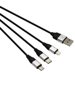 GIZZU 3in1 USB to Micro USB/Type-C/Lightning 1.2m Cable - Black