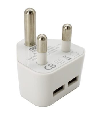 GIZZU 2 x USB 3-Prong Wall Charger White