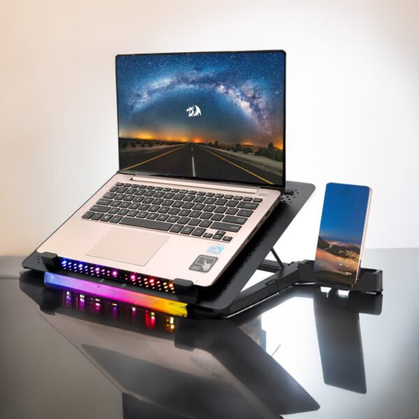 REDRAGON Dual USB 5 Fan RGB Gaming Notebook Stand - Image 5