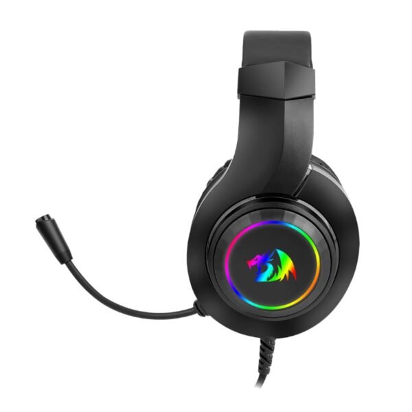 REDRAGON Over-Ear HYLAS Aux (Mic and Headset)|USB (Power Only)RGB Gaming Headset - Black - Image 5