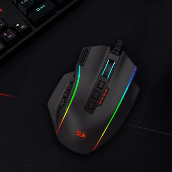 REDRAGON PERDICTION 4 12400DPI RGB MMO Ergo Gaming Mouse - Black - Image 6