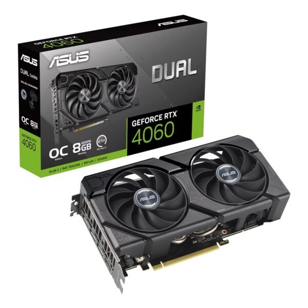 Asus Dual GeForce RTX 4060 EVO OC 8G GDDR6 Graphics Card – PCIe 4.0 GPU