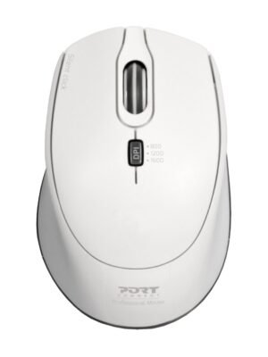Port Connect Silent 1600DPI 3 Button Wireless Mouse - White
