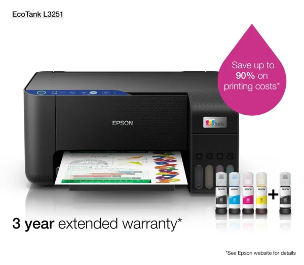Epson EcoTank L3251 Multifunction 3 in 1 Colour A4 Inkjet - Image 4