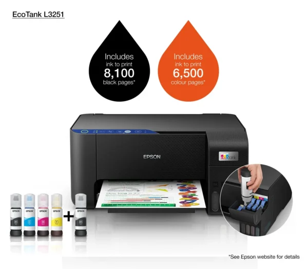 Epson EcoTank L3251 Multifunction 3 in 1 Colour A4 Inkjet - Image 6