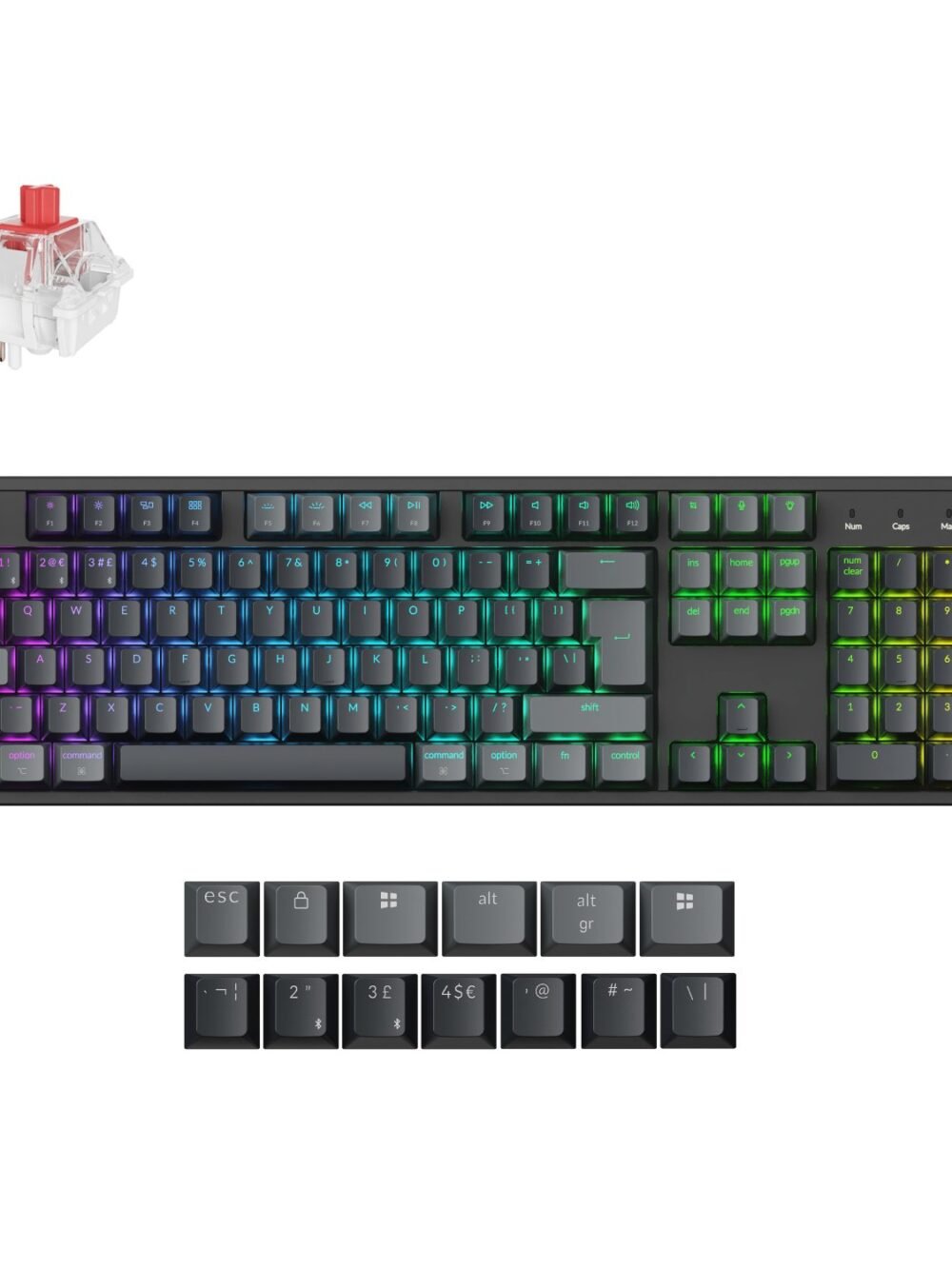 Keychron K10 QMK Full-size RGB Wireless Custom Mechanical Keyboard V.2 (Super RED Switch) – Black