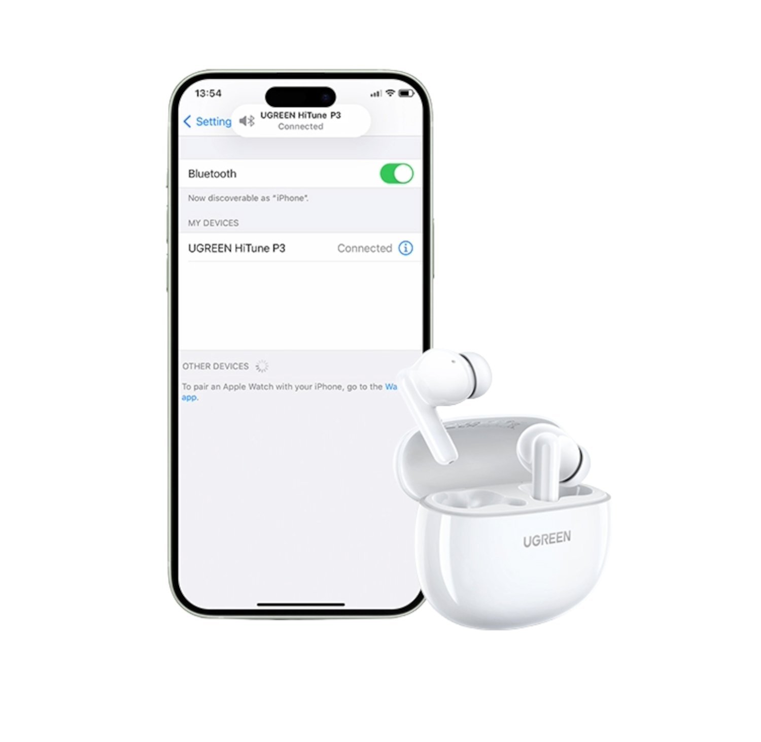 UGreen HiTune P3 In-Ear Wireless Earbuds–White - Image 4