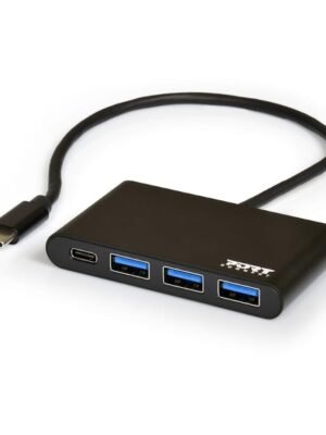 Port USB Type-C to 3 x USB3.0 and 1 x Type-C PD 30cm 4 Port Hub - Black