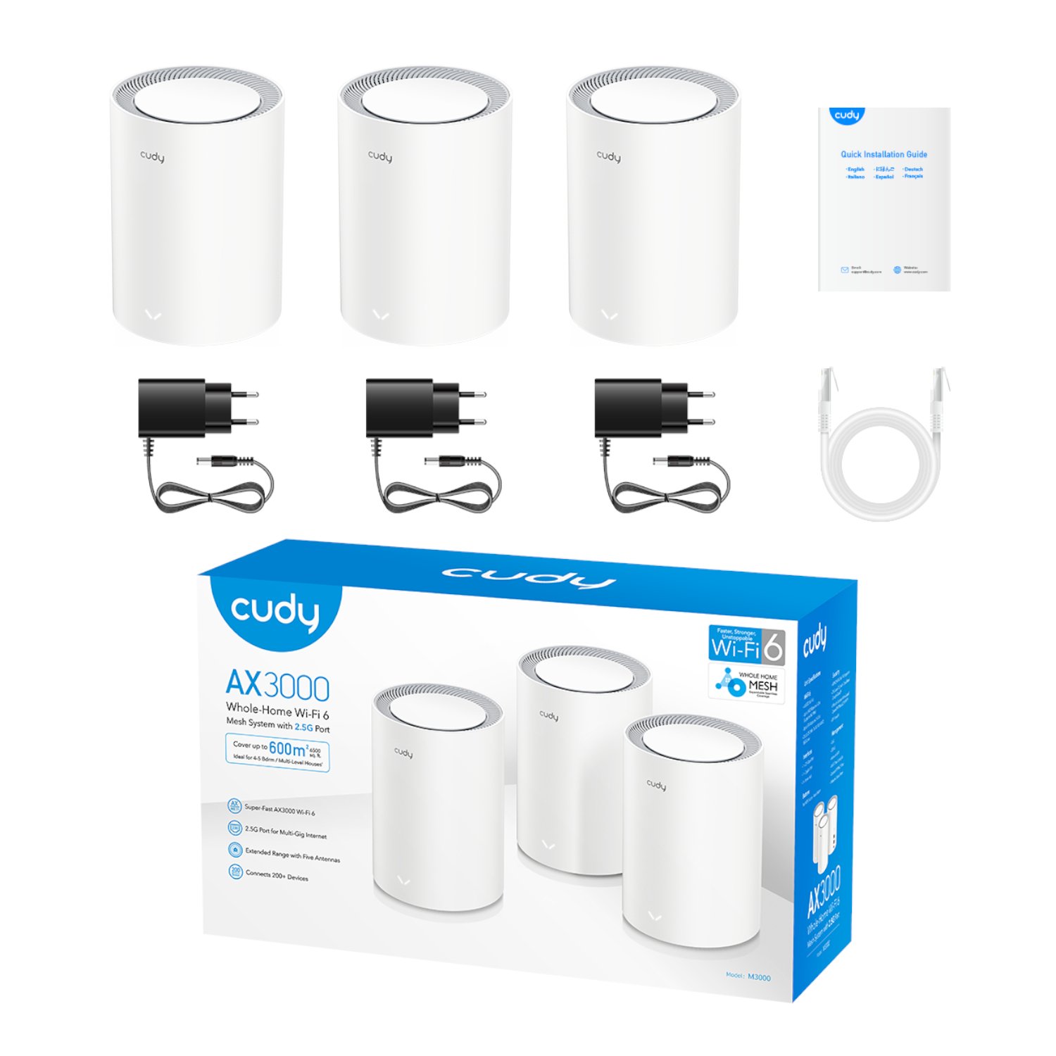 Cudy AX3000 Wi-Fi 6 Mesh Kit 3 Pack - White - Image 5