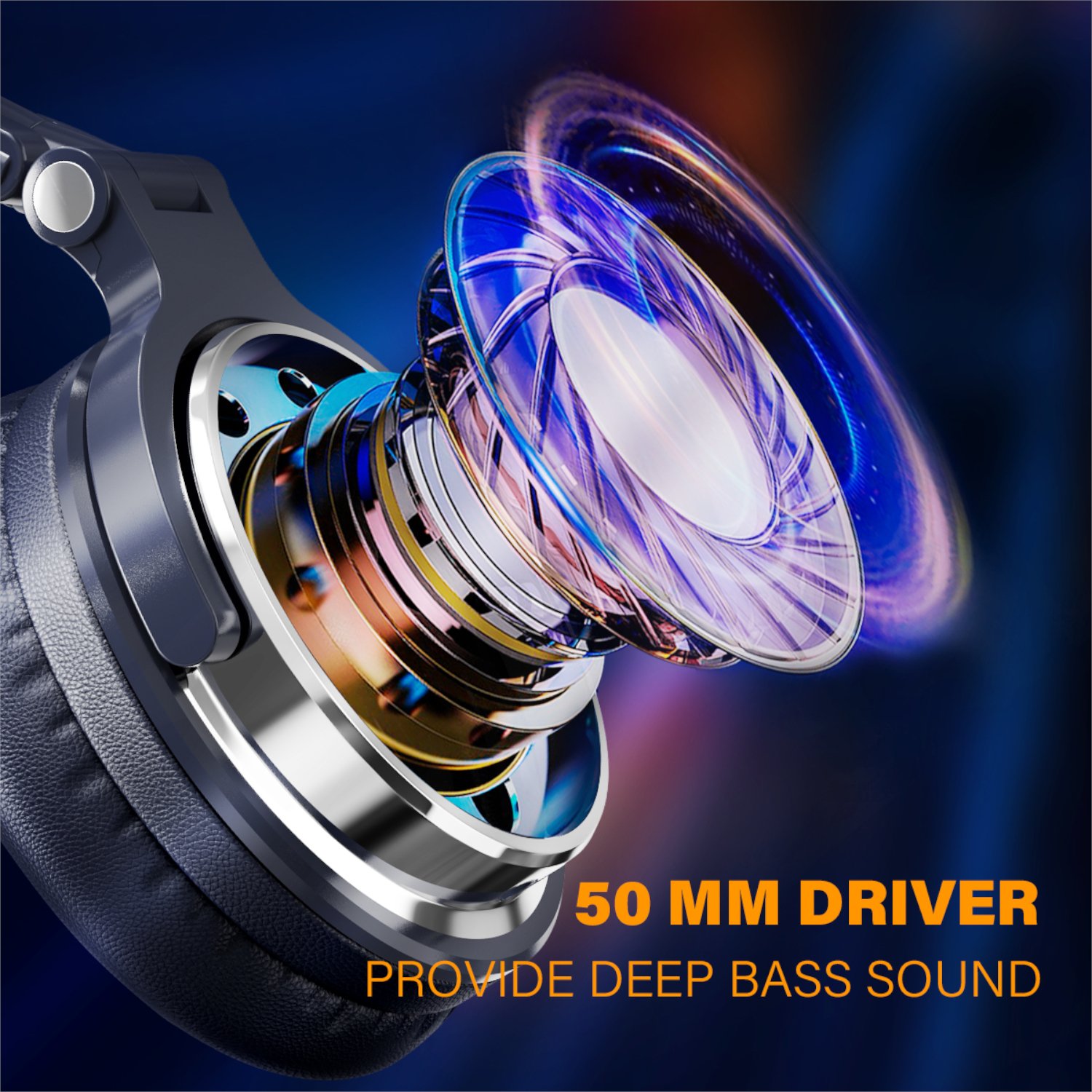 Oneodio Pro 10 Professional Wired Over Ear DJ and Studio Monitoring Headphones - Dark Blue - Image 3