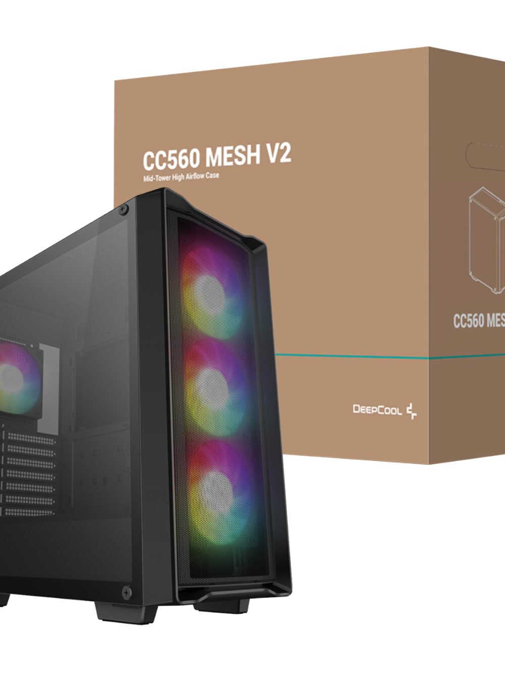 DeepCool CC560 MESH V2 ATX Mid Tower Airflow Gaming Chassis – Black