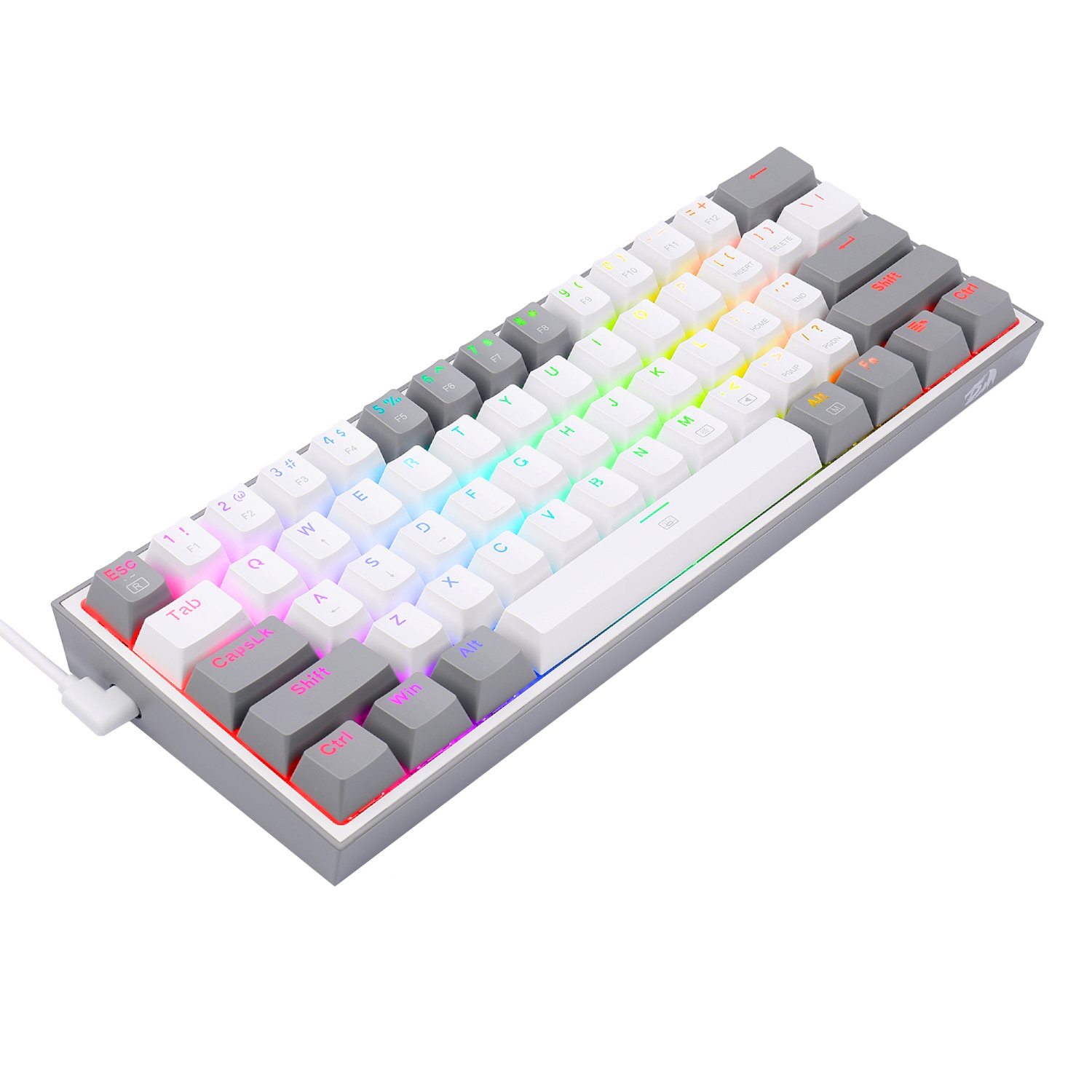 Redragon K617 FIZZ 60% Wired RGB Gaming Keyboard - White/Grey - Image 4
