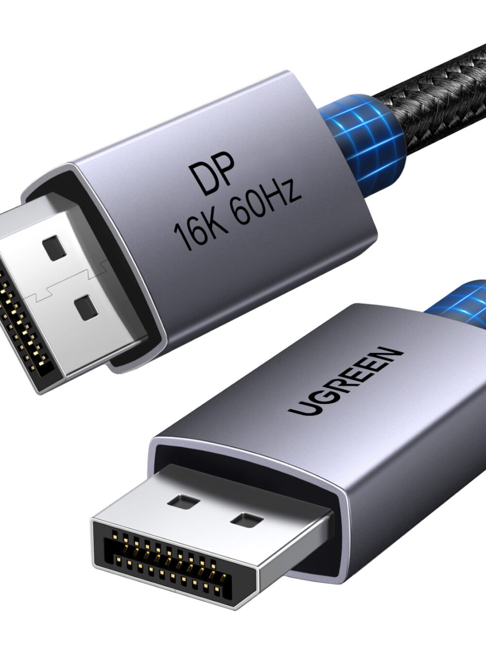 UGREEN DP131 DisplayPort 2.1 Braided Cable 1M ( 80Gbps | 16K | 60Hz ) - Black/Grey