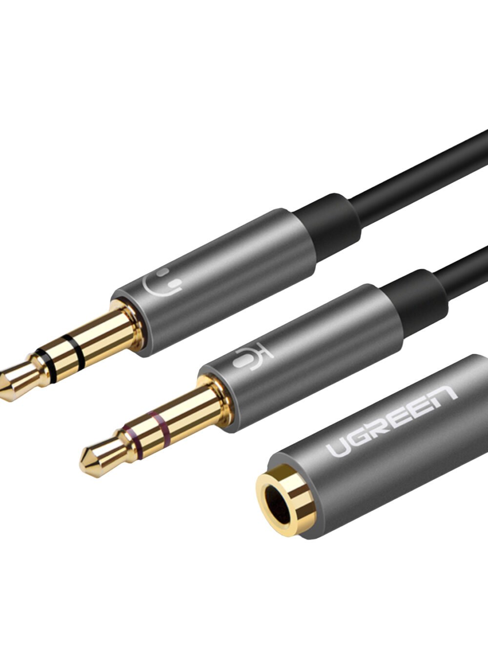 UGREEN UV140 AUX 3.5mm Audio Splitter Cable - Black/Grey