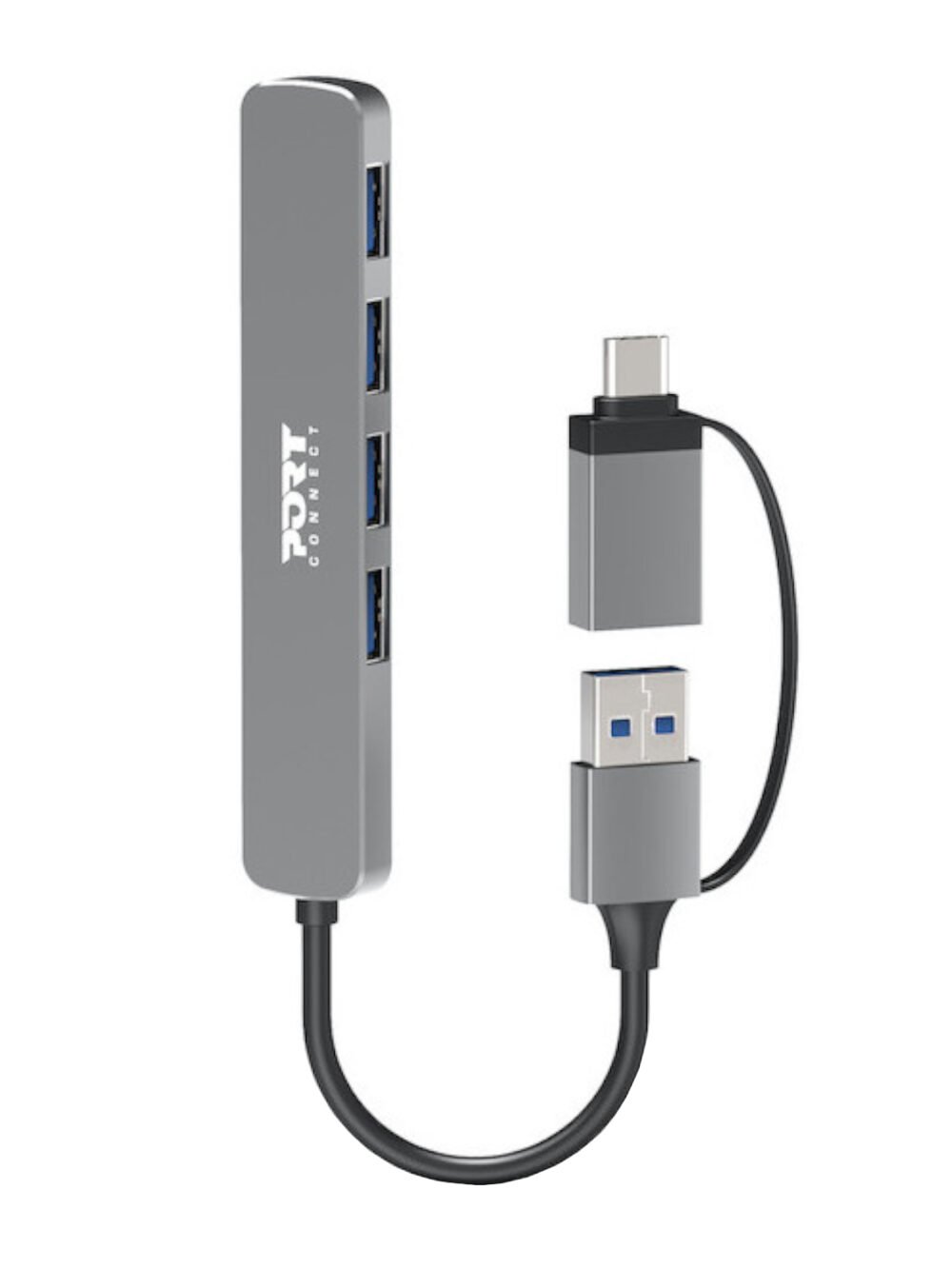 Port Connect USB Type-C to 4-port USB-A 3.0 Hub