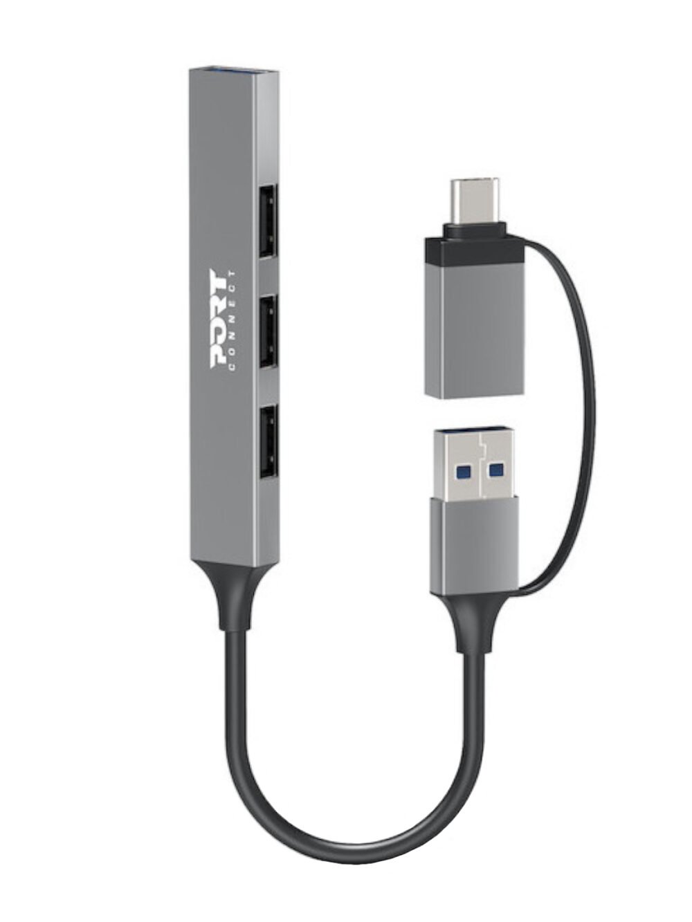 Port Connect USB Type-C to 4-port USB-A 3.0/2.0 Hub