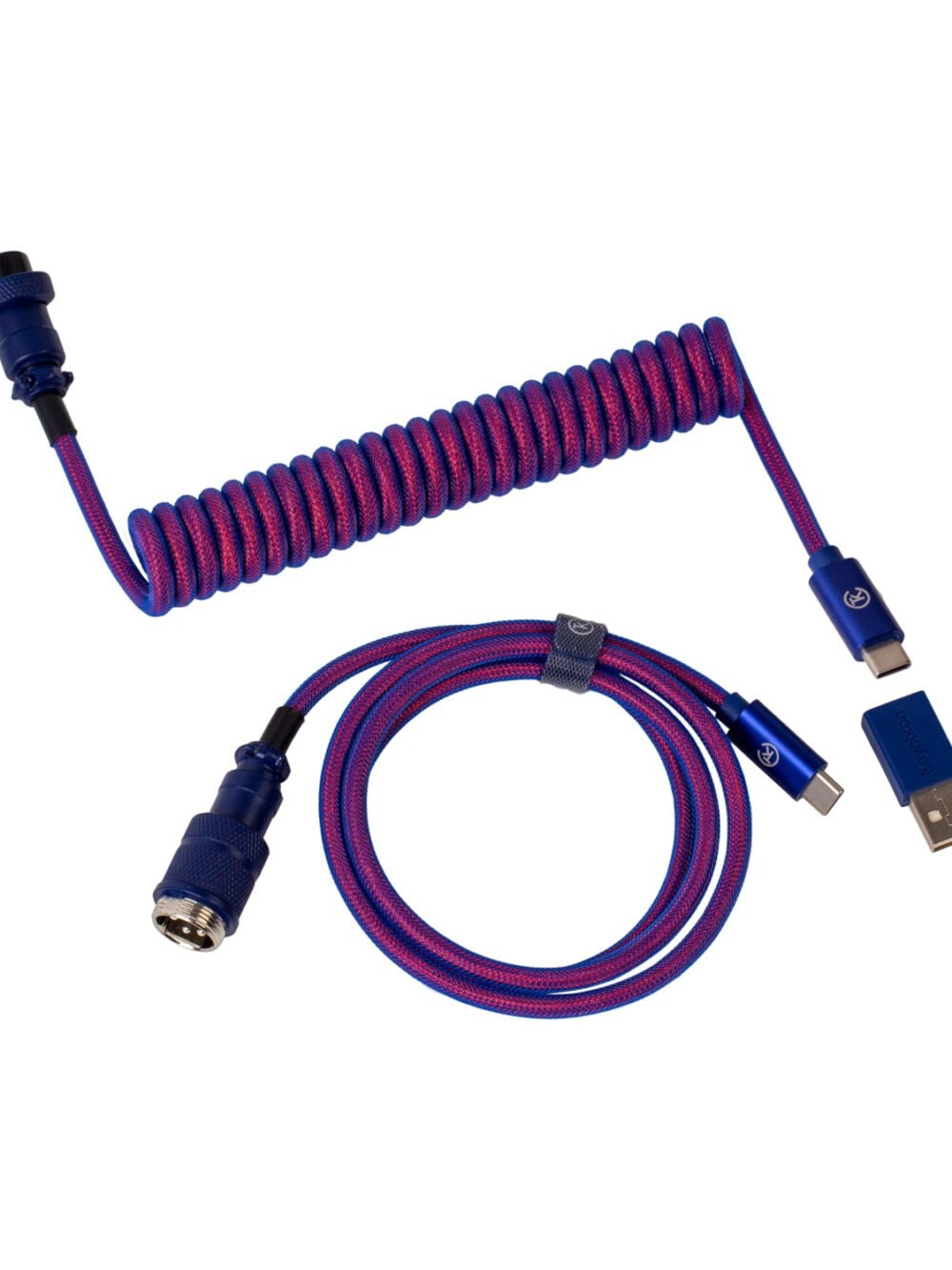 Keychron Premium Coiled Aviator USB Cable | Type-C + USB-A Adapter | Detachable Aviator Connector | 108 cm