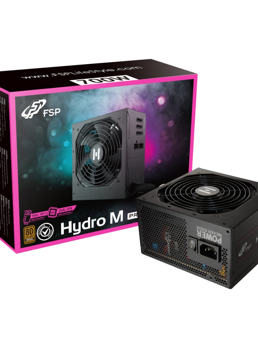 FSP Hydro M Pro 700W 80PLUS Bronze Gen5 Semi-modular Power Supply