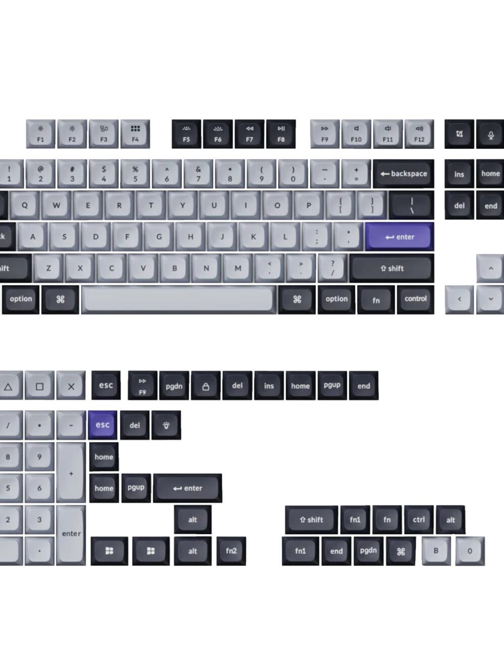 Keychron Double Shot KSA PBT Keycap Set - Dark Grey/White Smoke