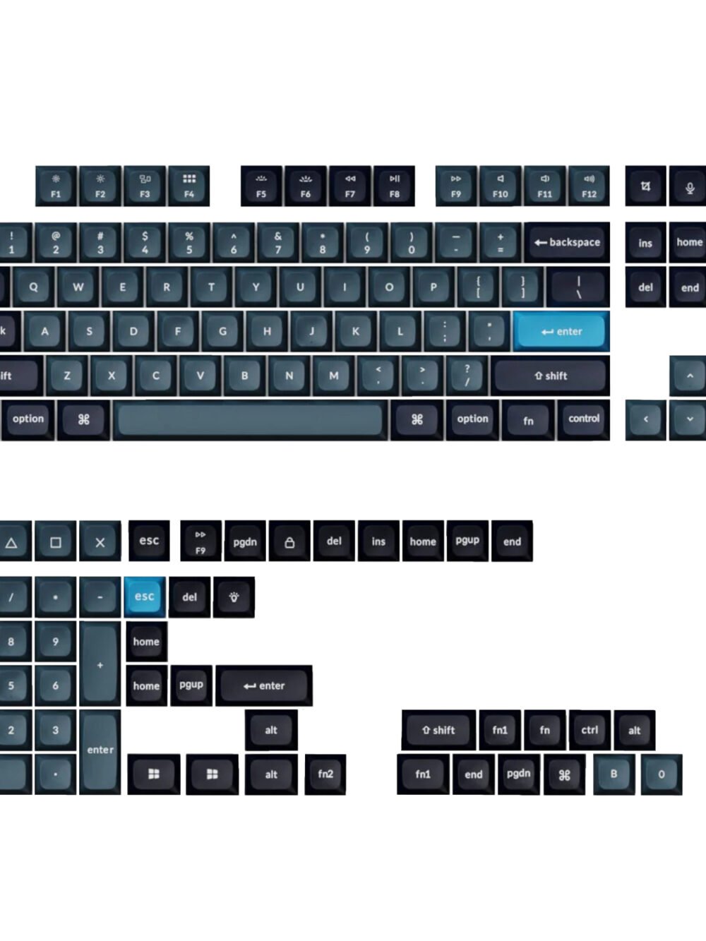 Keychron Double Shot KSA PBT Keycap Set - Dark Grey/Grey/Blue