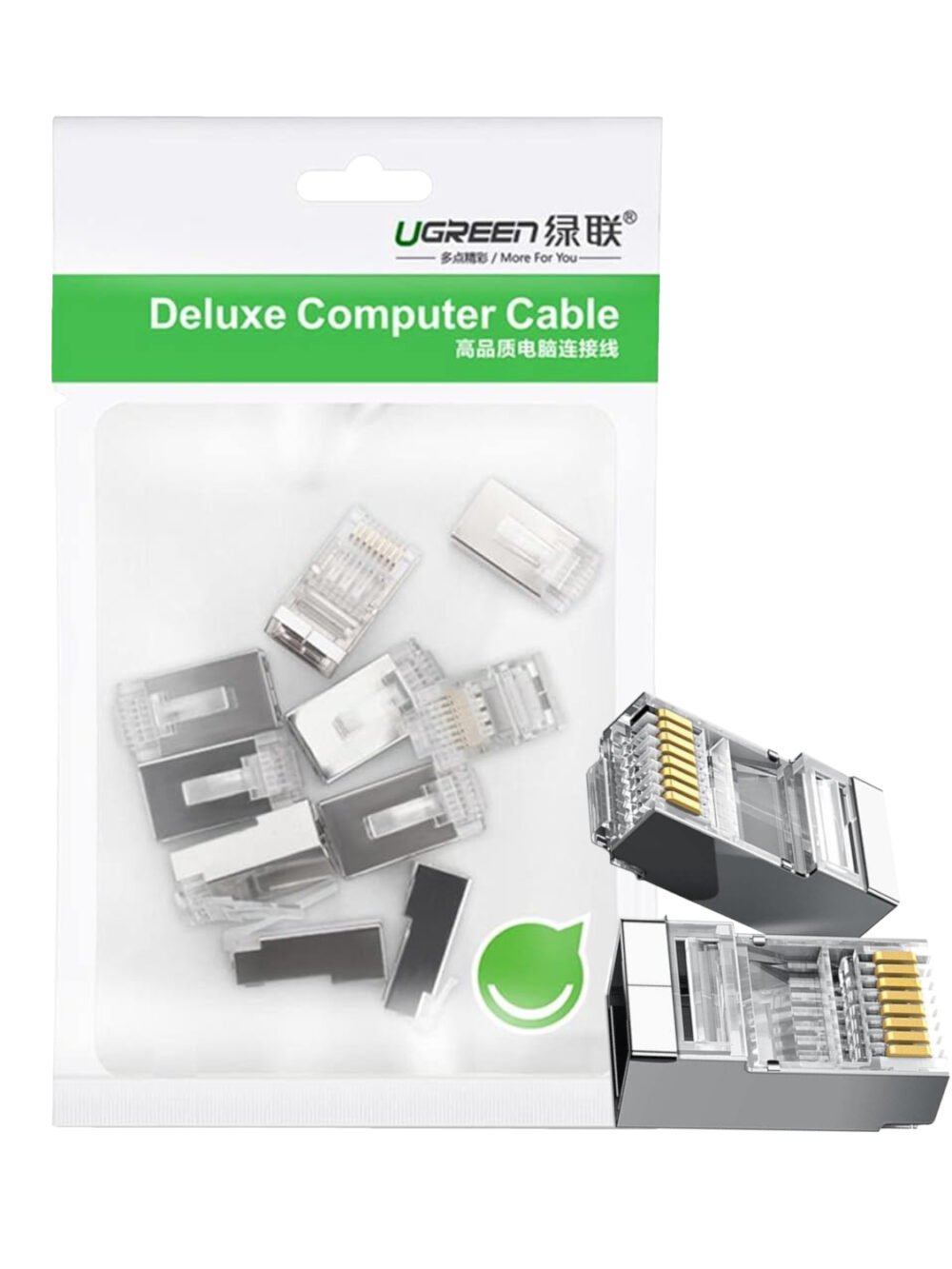 UGREEN NW111 RJ45 Cat6 Ethernet Network Head 100 Pack - Silver/Transparent
