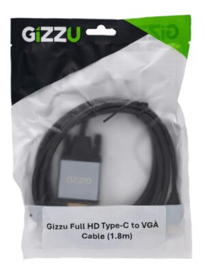 Gizzu Full HD Type-C to VGA Cable (1.8m) - Black