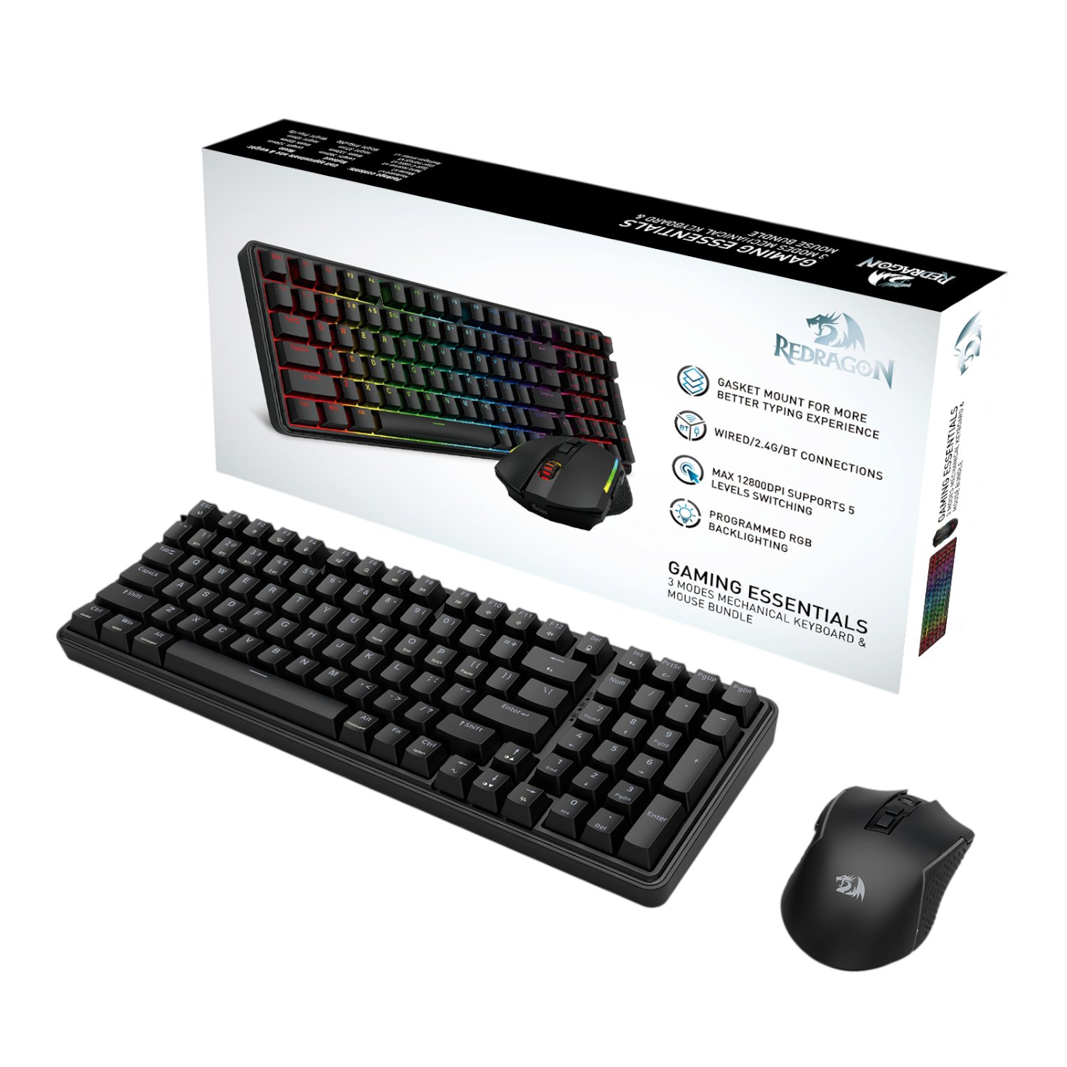 Redragon S162 RGB 3-Mode Wireless Mechanical Gaming Keyboard and Mouse Combo - Black - Image 8