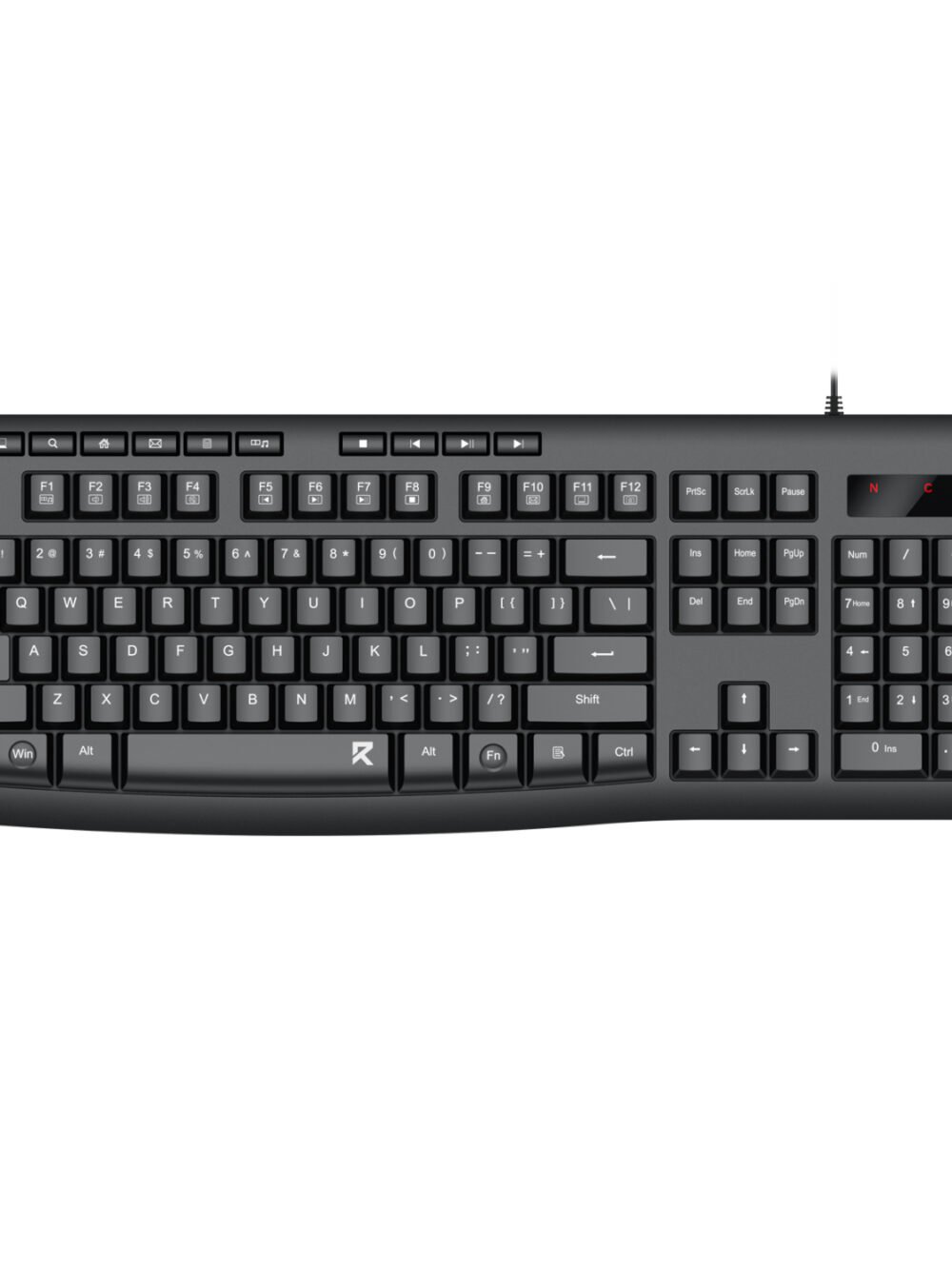 Redragon BK-7366 Full-size Ergonomic Wired Membrane Office Keyboard - Black