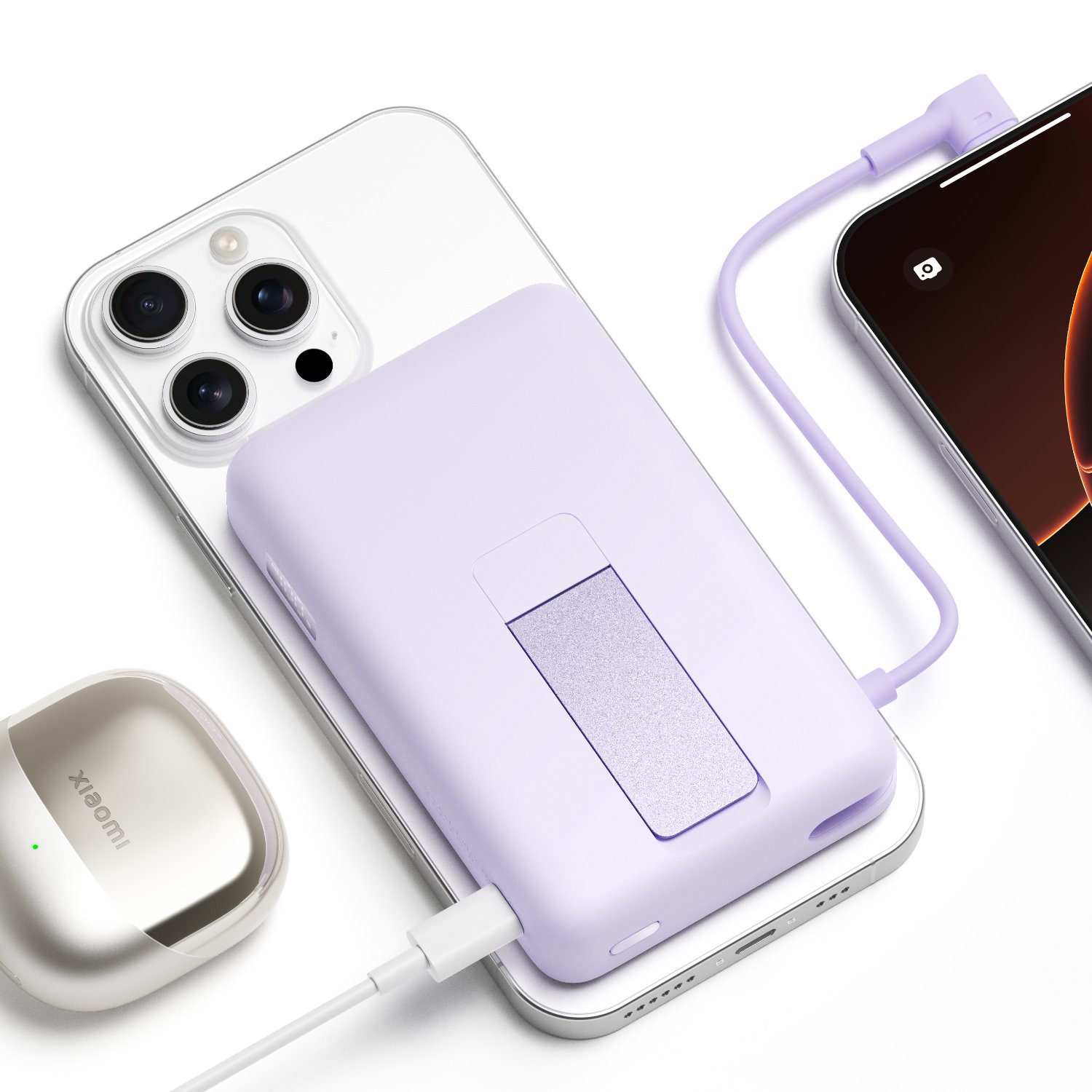 Xiaomi Magnetic Power Bank 10000 with Built-in Stand - Purple - Image 3