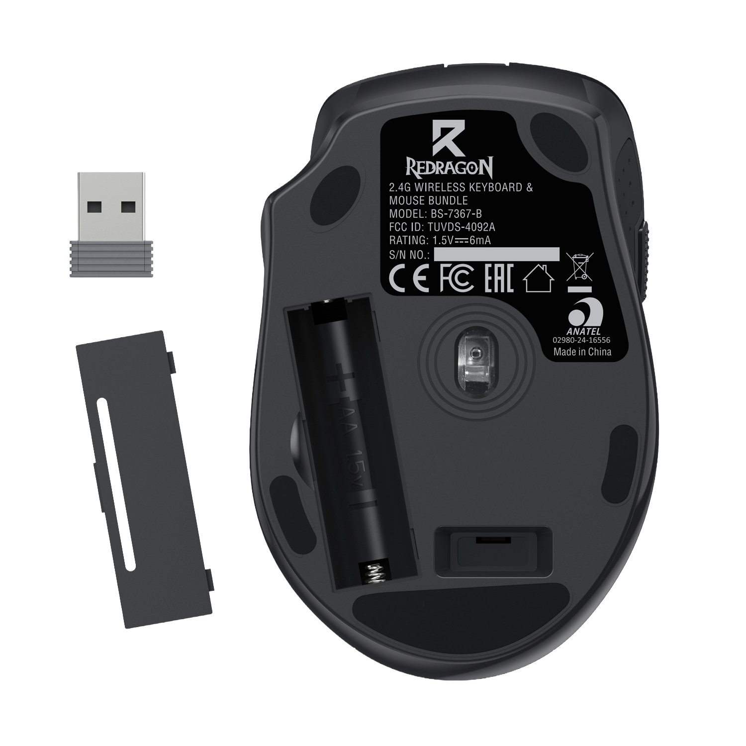 Redragon BS-7367-B Wireless Office Keyboard and Mouse Combo - Black - Image 5