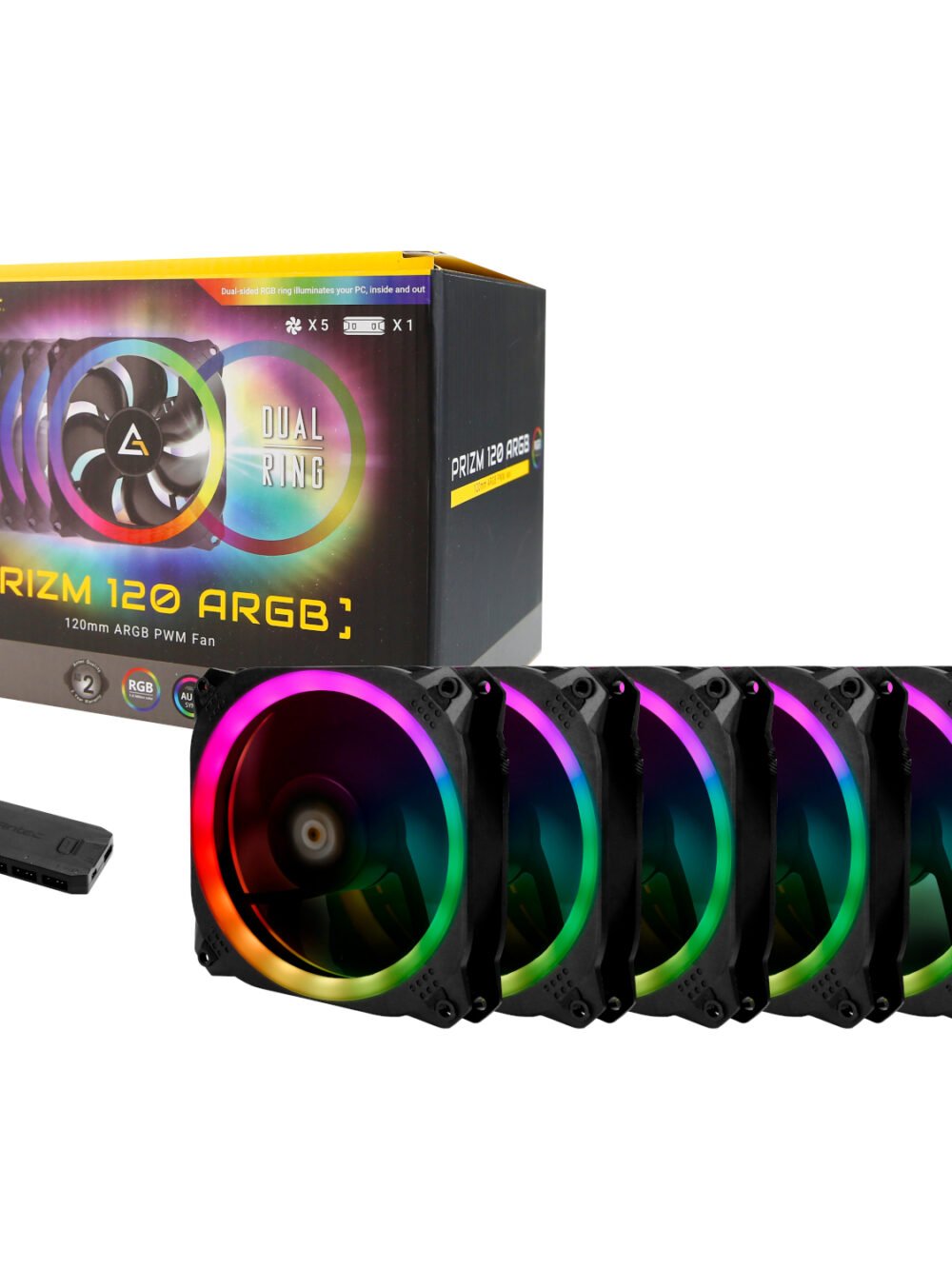 Antec Prizm 120 ARGB Case Fan 5 Pack + Controller - Black