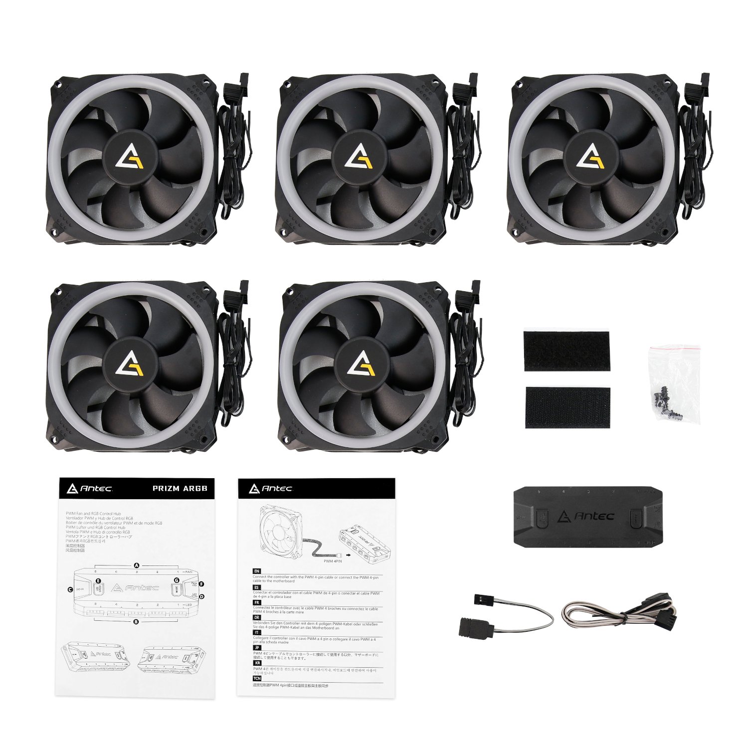 Antec Prizm 120 ARGB Case Fan 5 Pack + Controller - Black - Image 7