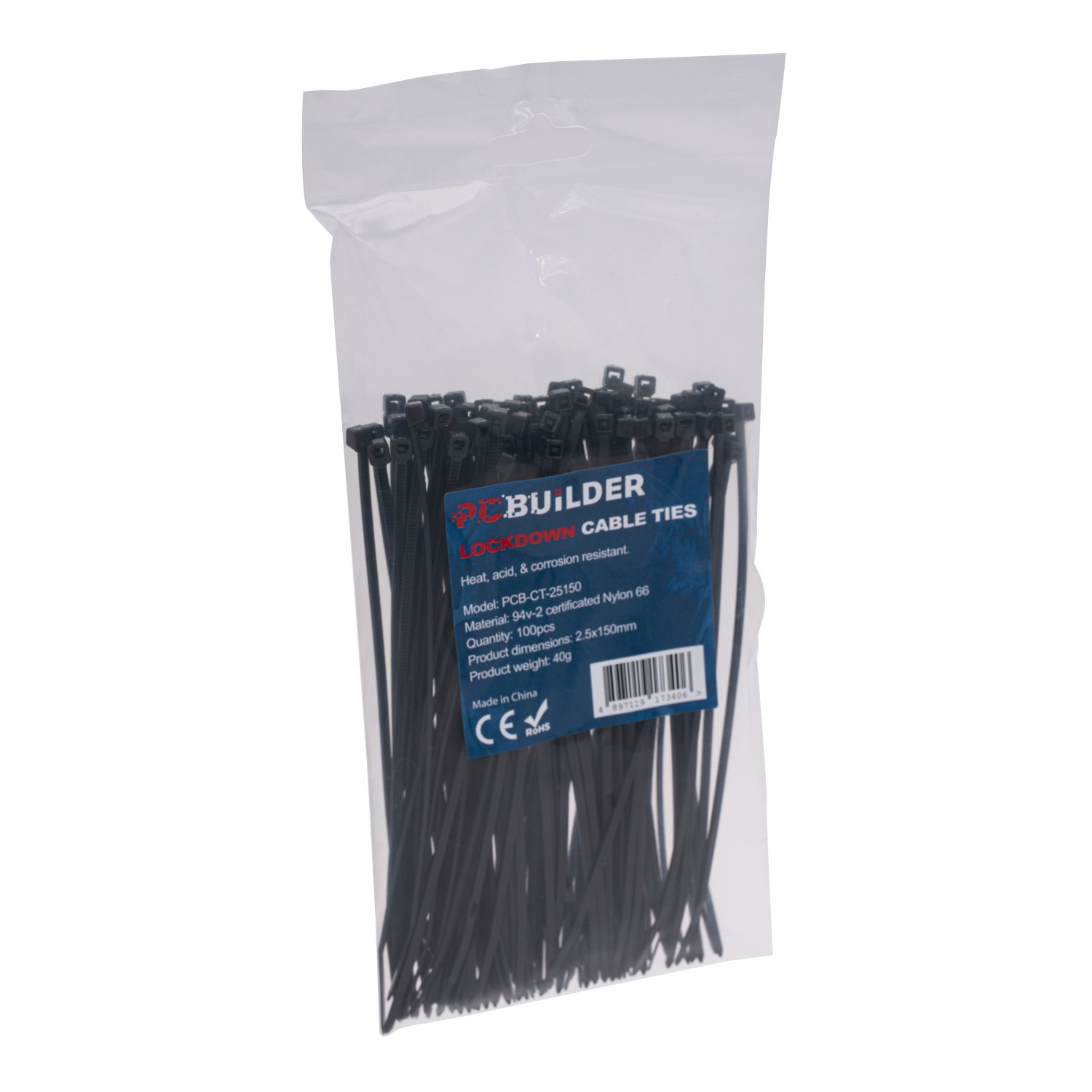 PCBuilder LOCKDOWN 150mm Cable Ties (100 pcs) - Black - Image 3