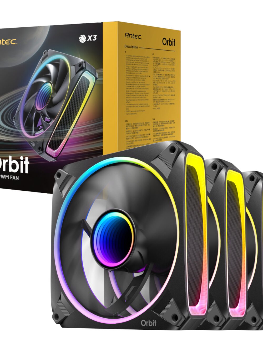 Antec ORBIT PWM 120mm ARGB Fan 3 Pack - Black