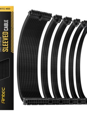 Antec 300mm Sleeved Braided Power Extension Cable Kit - Black 