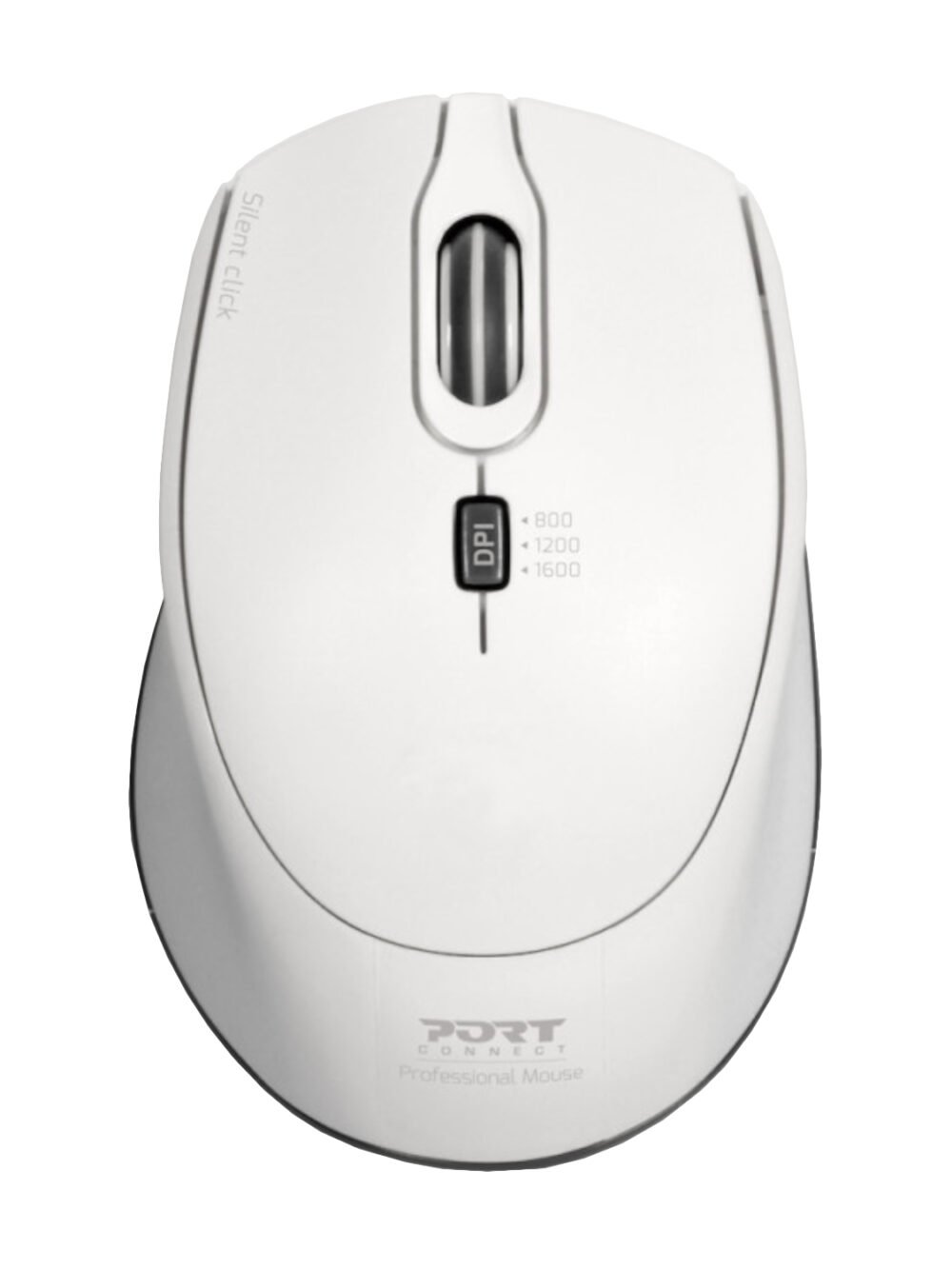 Port Connect Silent 1600DPI 3 Button Wireless Mouse - White