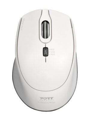 Port Connect Silent 1600DPI 3 Button Wireless Mouse - White
