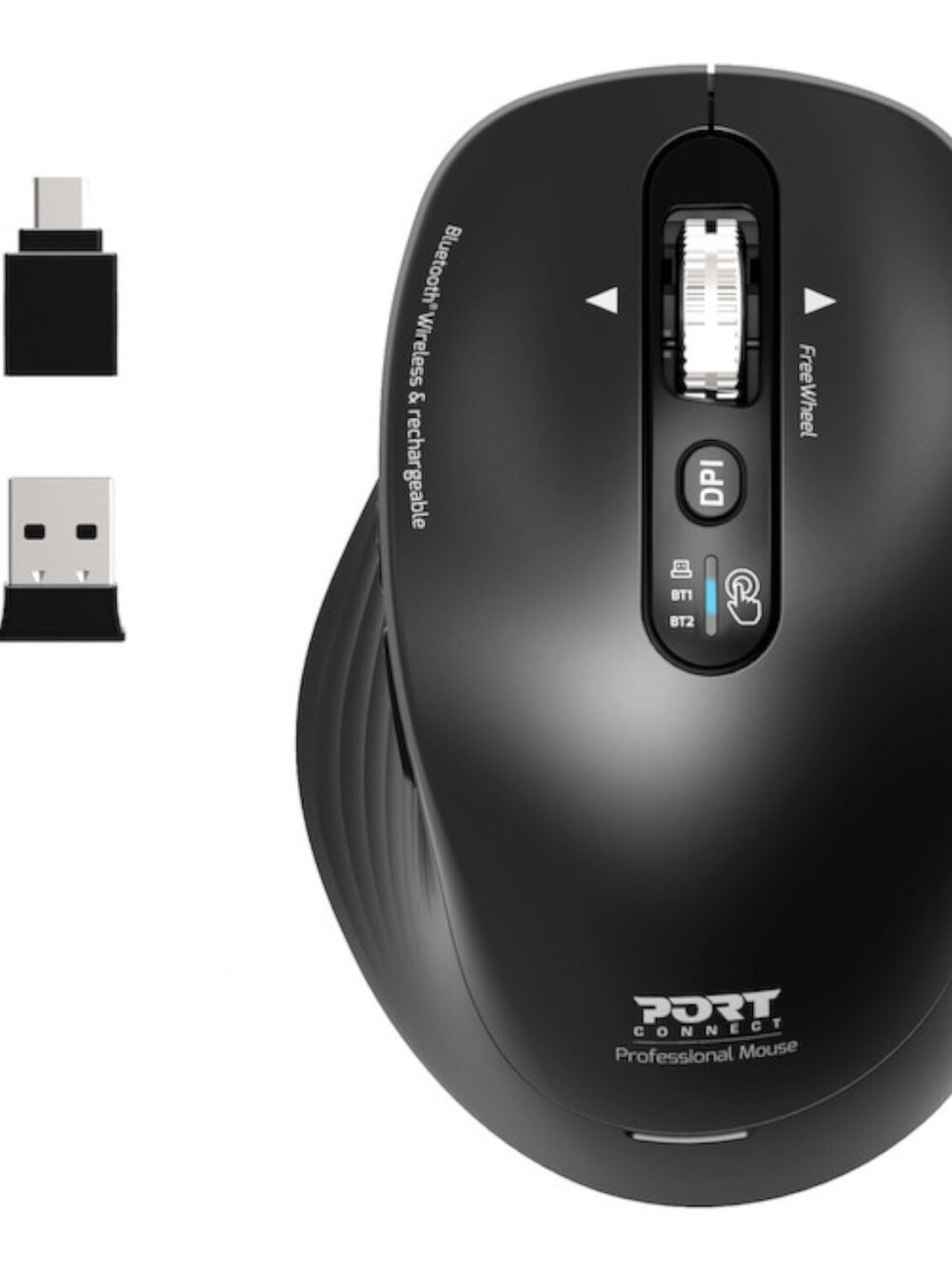 Port Connect Business 2.4GHz Rechargeable Bluetooth Wireless Mouse - Black