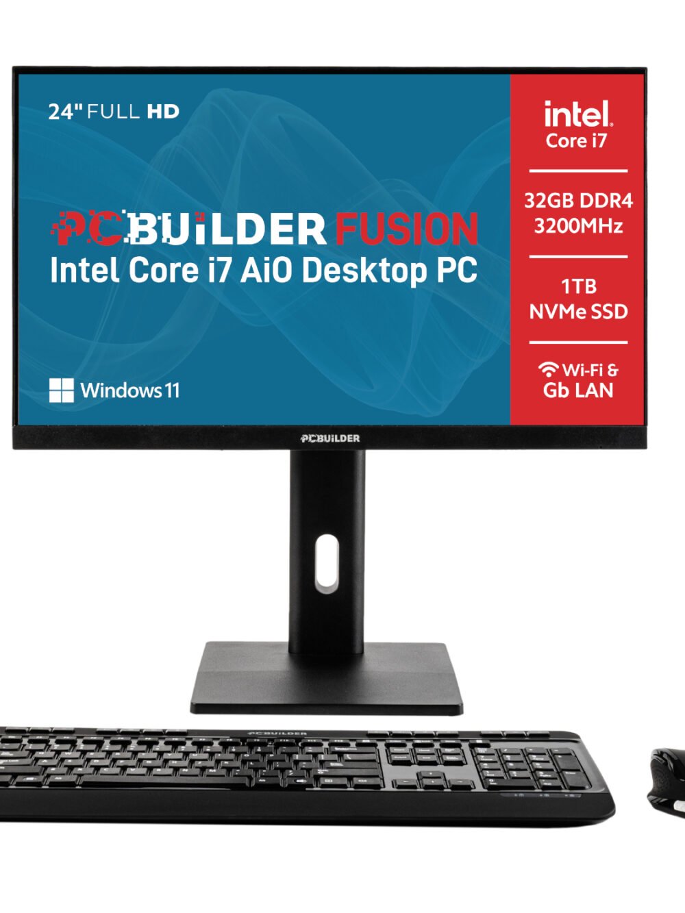 PCBuilder FUSION 24″ Intel Core i7-14700 Windows 11 AiO Desktop PC