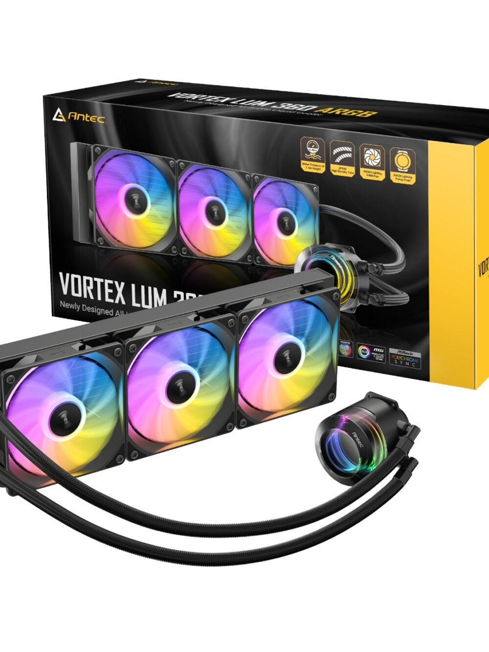 Antec VORTEX LUM 360 ARGB AIO CPU Liquid Cooler - Black