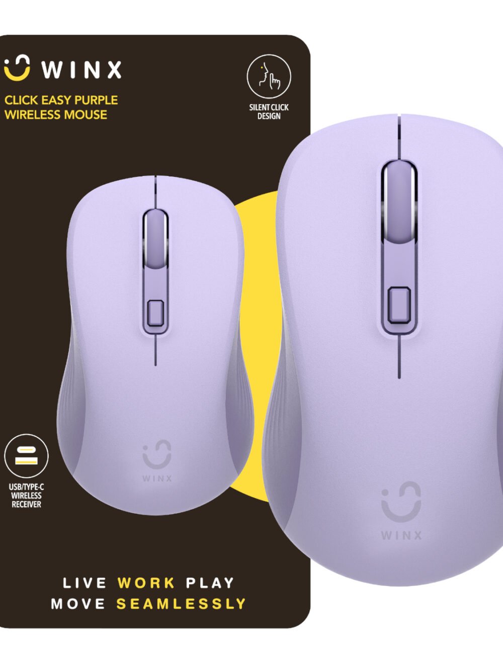 WINX CLICK Easy 1600DPI 2.4GHz Wireless Mouse - Purple