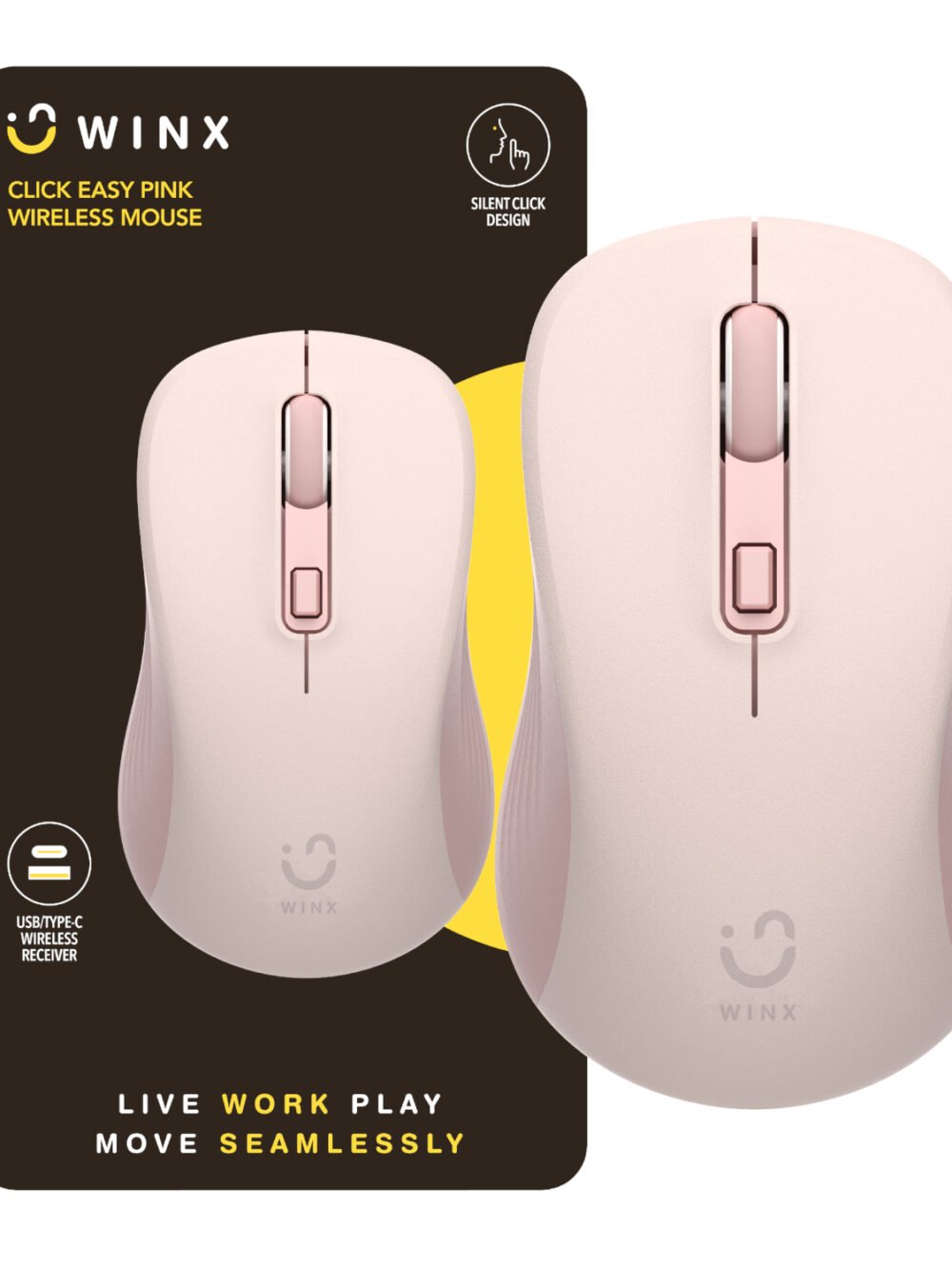 WINX CLICK Easy 1600DPI 2.4GHz Wireless Mouse - Pink