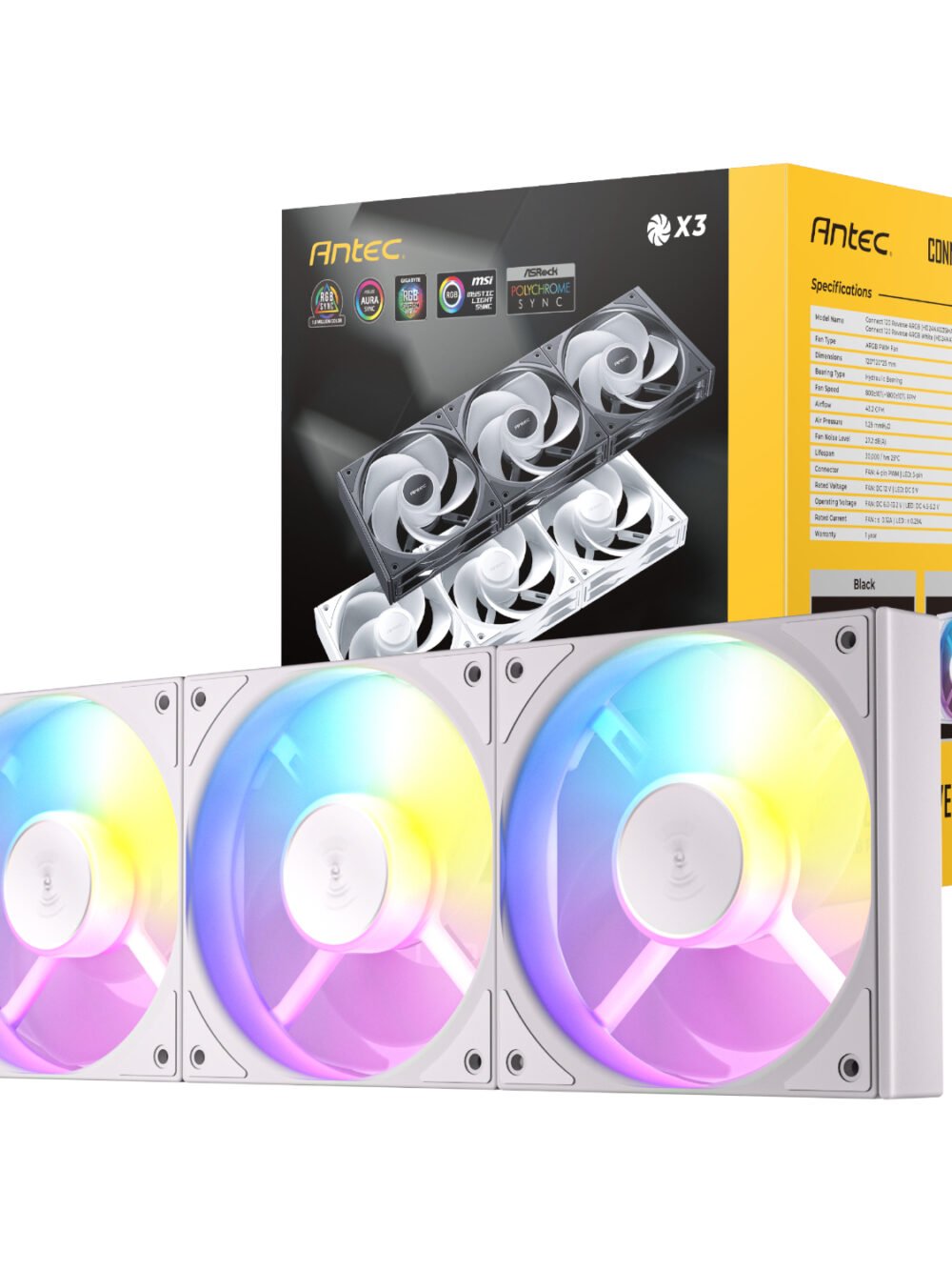 Antec Connect 120 Reverse ARGB PWM Fan 3 Pack – White