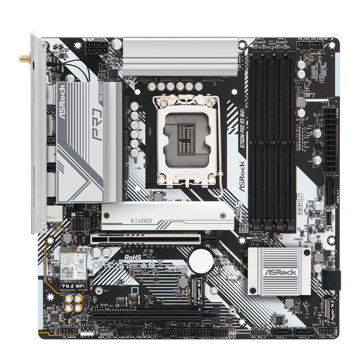 ASRock B760M Pro RS WiFi Intel LGA 1700 MATX Gaming Motherboard - Image 2