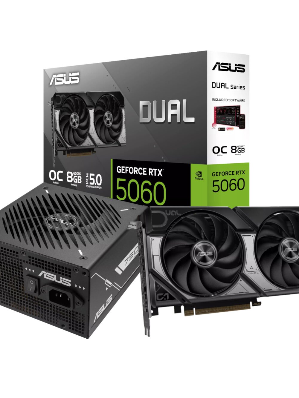 Asus Nvidia GeForce RTX 5060 OC Edition and 750W 80 PLUS Bronze Non-Modular Power Supply Bundle