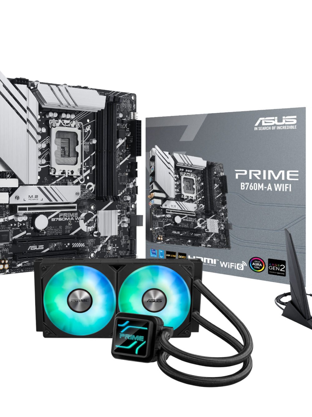 Asus PRIME B760M-A WIFI LGA1700 and Asus Prime LC 240 ARGB Liquid CPU Cooler Bundle