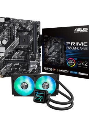 Asus PRIME B550M-K ARGB AM4 and Asus Prime LC 240 ARGB Liquid CPU Cooler Bundle
