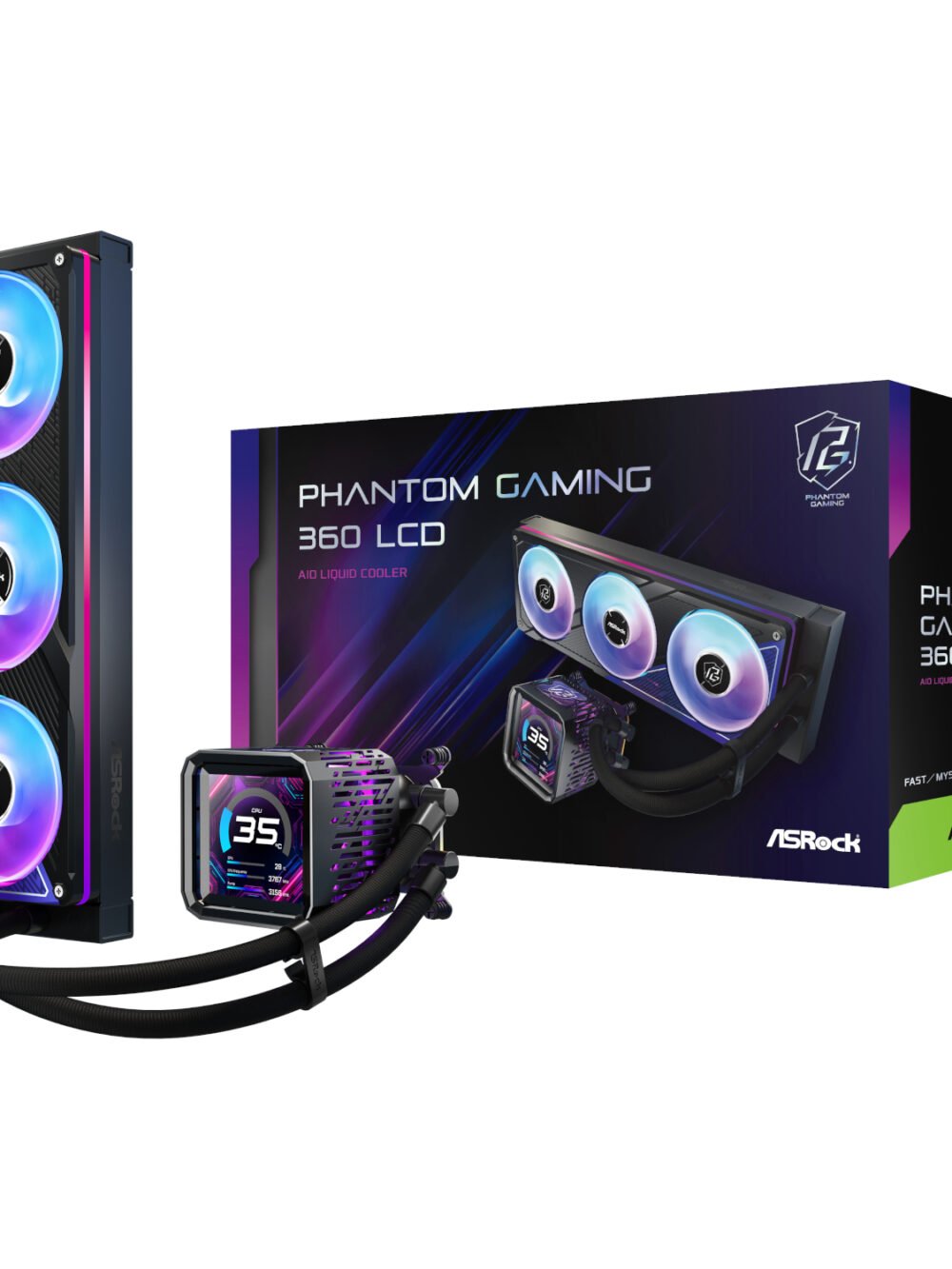 ASRock Phantom Gaming 360 LCD All-in-one Liquid CPU Cooler - Black
