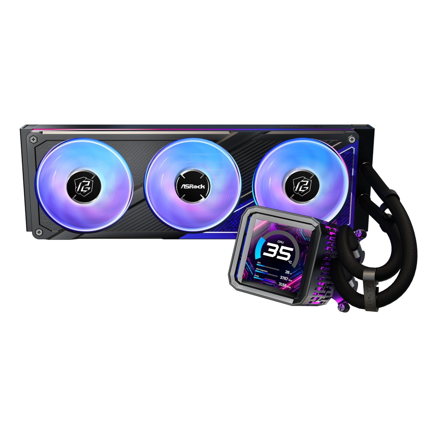 ASRock Phantom Gaming 360 LCD All-in-one Liquid CPU Cooler - Black - Image 2