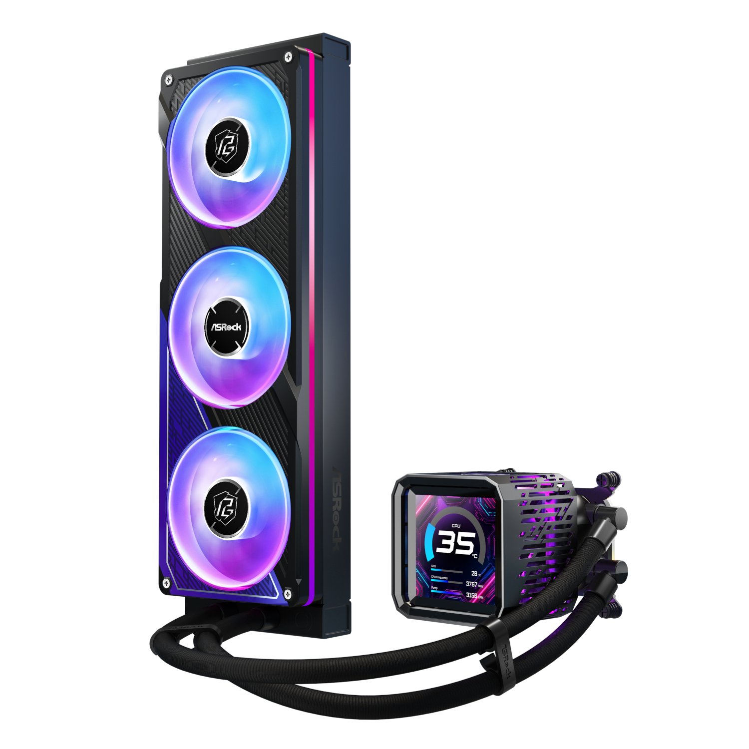 ASRock Phantom Gaming 360 LCD All-in-one Liquid CPU Cooler - Black - Image 8
